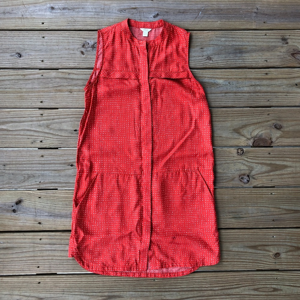 Red Fossil Tunic Dress Size 4 100% Silk